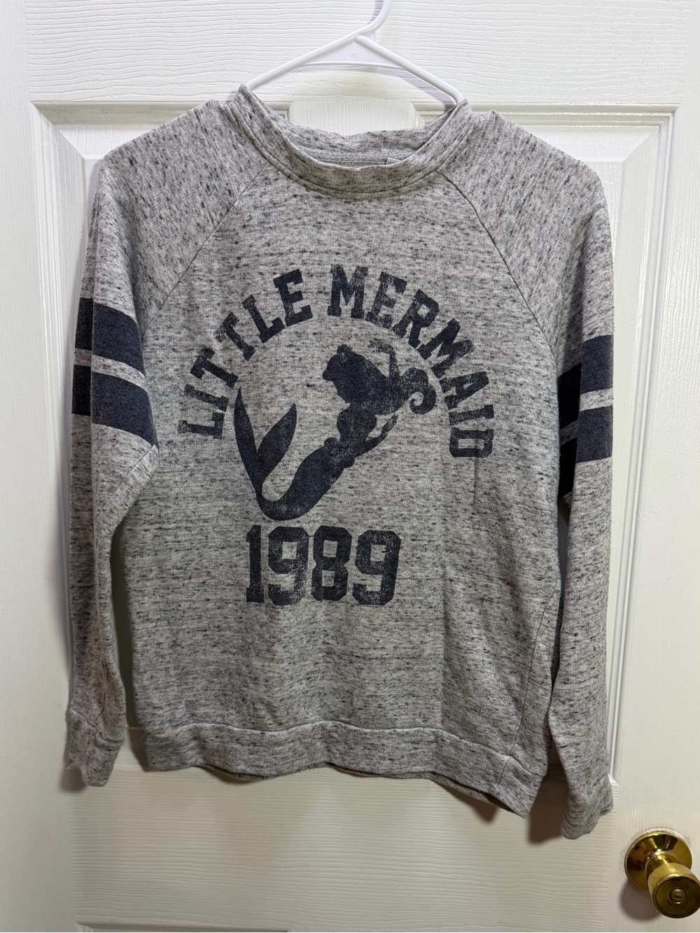 Disney Gray Crewneck Sweater with Navy 'Little Mermaid 1989' Graphic